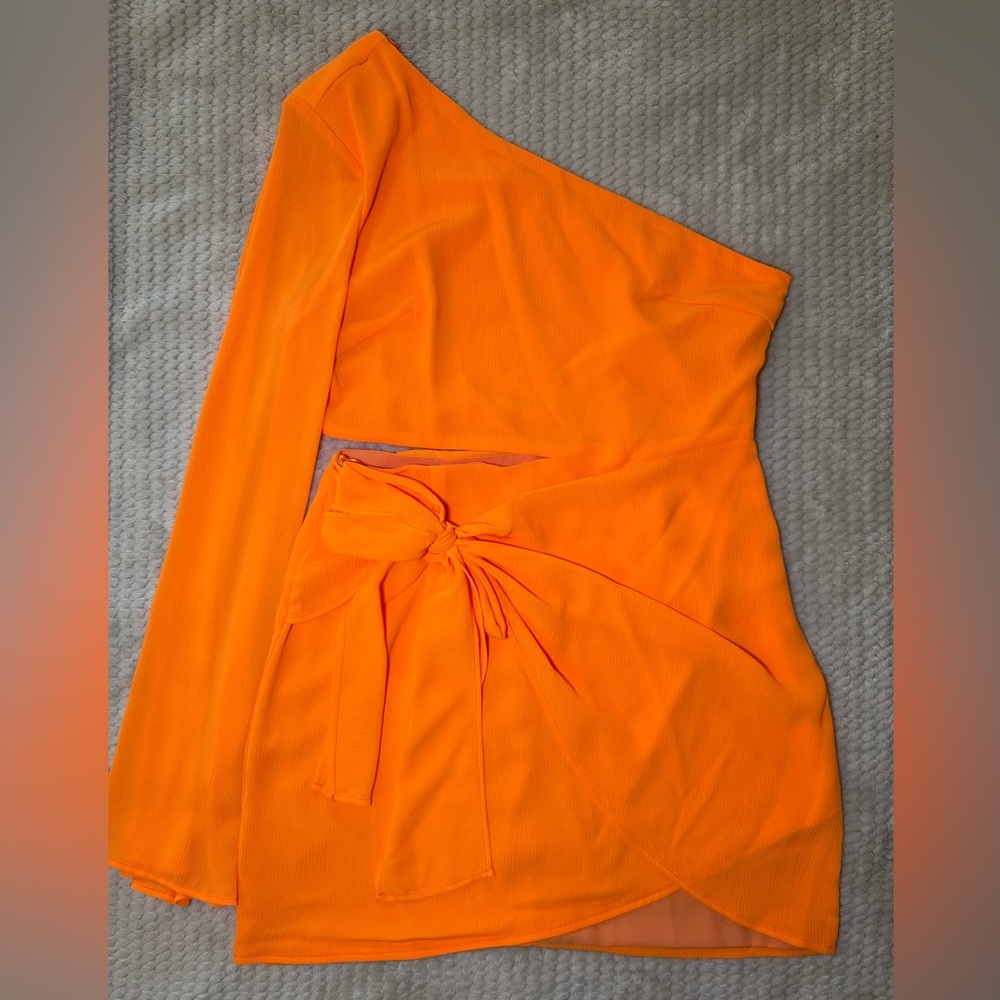 Luxxel One Shoulder Orange Dress